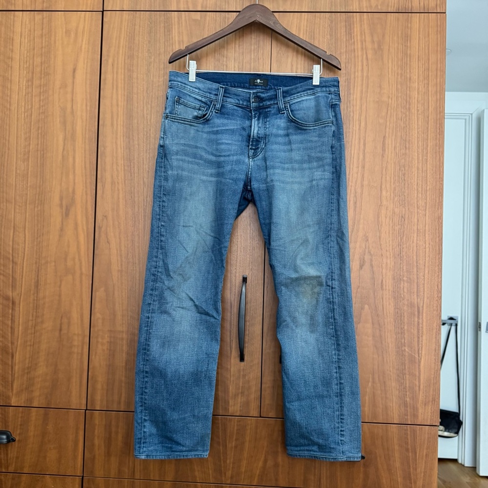 7 For All Mankind Blue Straight Jeans